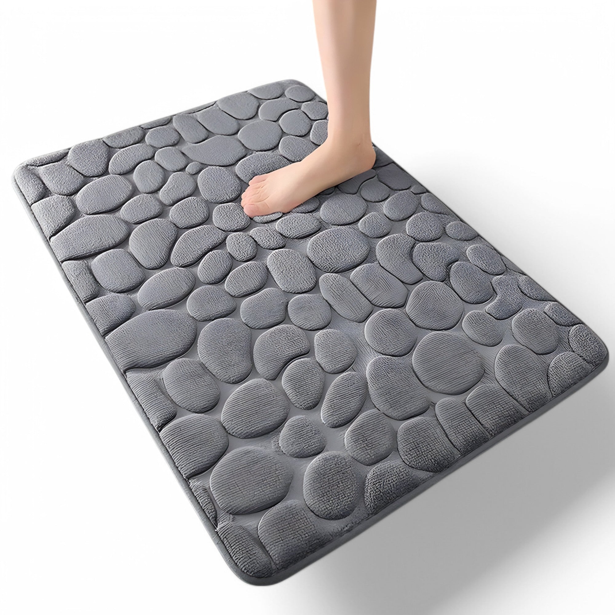 Stone Pattern Bath Mat with Cushioned Surface