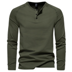 Classic Henley Shirt with Button Neck and Clean Minimal Design