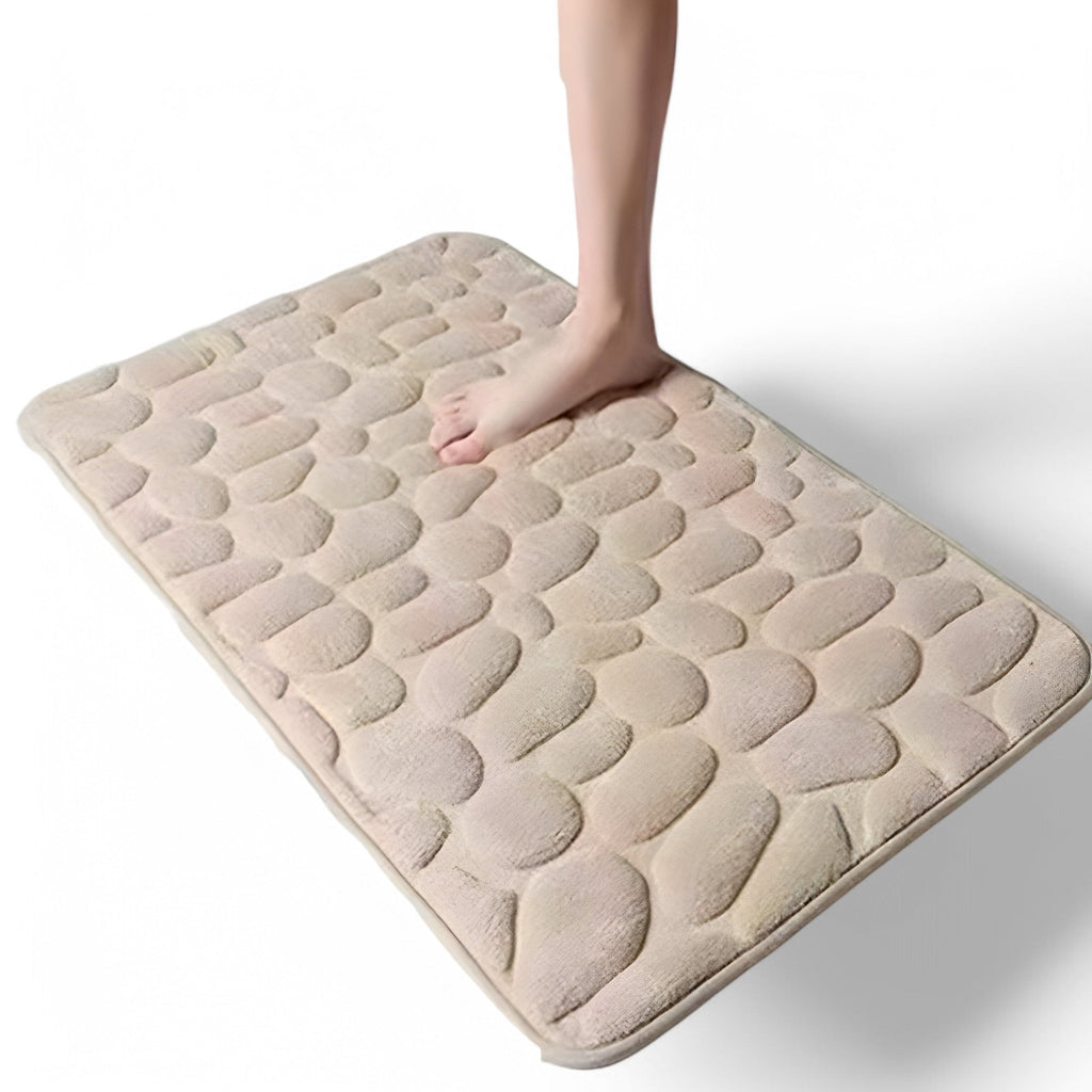 Stone Pattern Bath Mat with Cushioned Surface