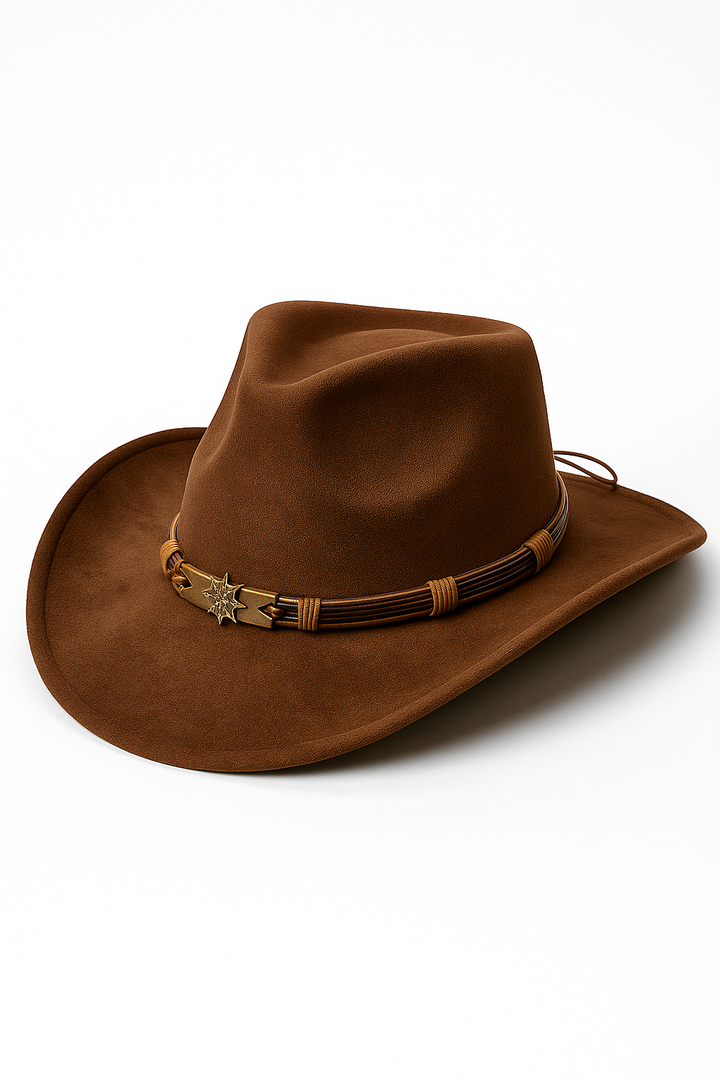 Classic Suede Cowboy Hat with Decorative Band