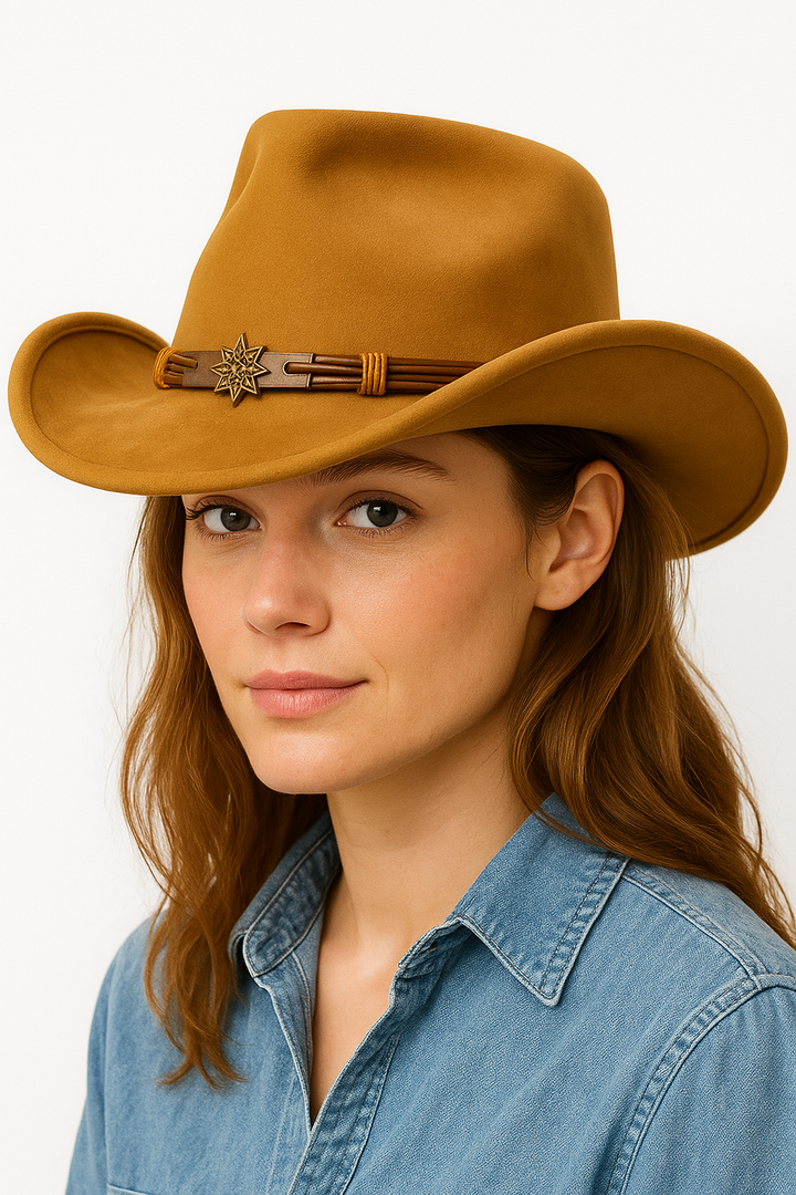 Classic Suede Cowboy Hat with Decorative Band