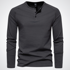 Classic Henley Shirt with Button Neck and Clean Minimal Design