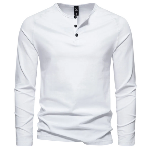 Classic Henley Shirt with Button Neck and Clean Minimal Design