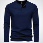 Classic Henley Shirt with Button Neck and Clean Minimal Design