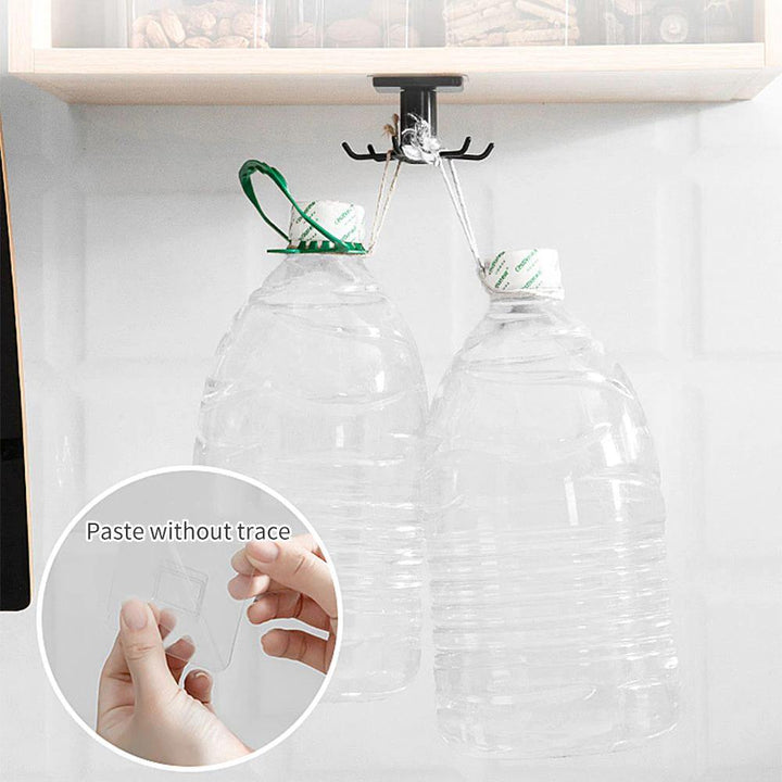 Under-Counter Rotating Kitchen Utensil Storage Organizer 6 Hooks