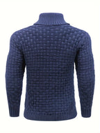 Textured Knit Sweater with Button Collar and Structured Design