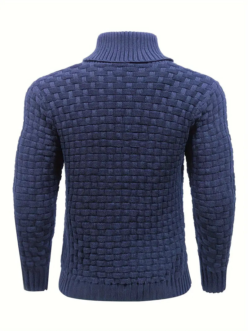 Textured Knit Sweater with Button Collar and Structured Design