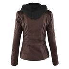 Fitted Biker Jacket with Hood and Structured Stitch Detail