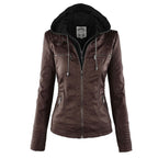 Fitted Biker Jacket with Hood and Structured Stitch Detail