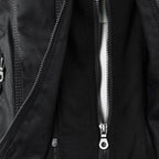 Fitted Biker Jacket with Hood and Structured Stitch Detail