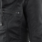 Fitted Biker Jacket with Hood and Structured Stitch Detail