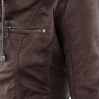 Fitted Biker Jacket with Hood and Structured Stitch Detail