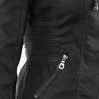 Fitted Biker Jacket with Hood and Structured Stitch Detail