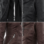 Fitted Biker Jacket with Hood and Structured Stitch Detail