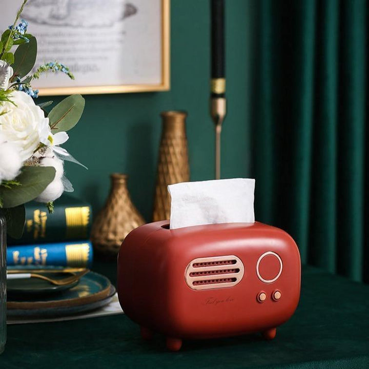 Retro Radio Tissue Box Holder Decorative Tissue Dispenser