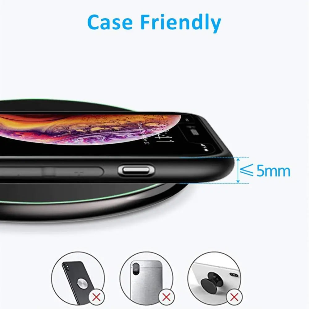Slim Wireless Charging Pad with USB C Cable and LED Indicator