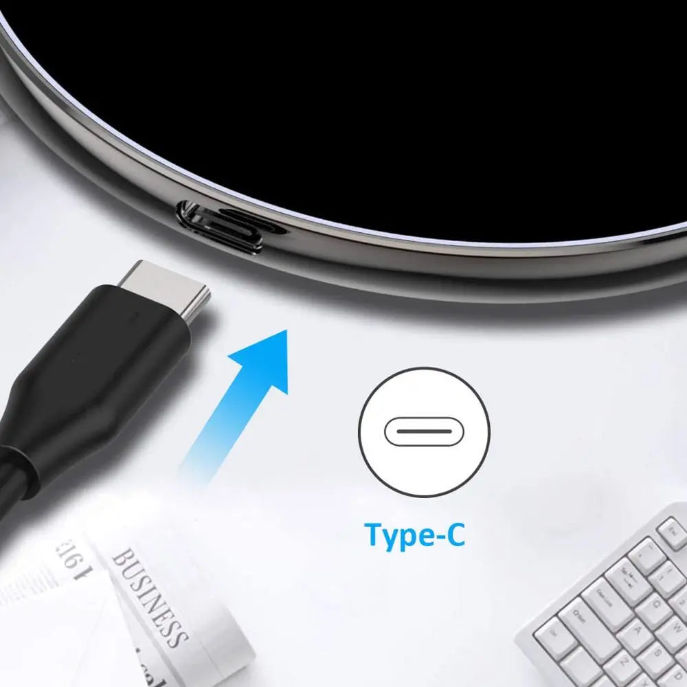 Slim Wireless Charging Pad with USB C Cable and LED Indicator
