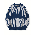 Bold Pattern Knit Sweater with Relaxed Fit and Crewneck Design