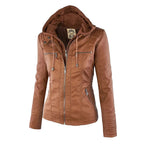 Fitted Biker Jacket with Hood and Structured Stitch Detail