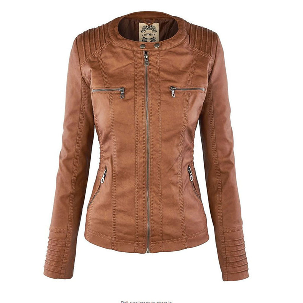 Fitted Biker Jacket with Hood and Structured Stitch Detail