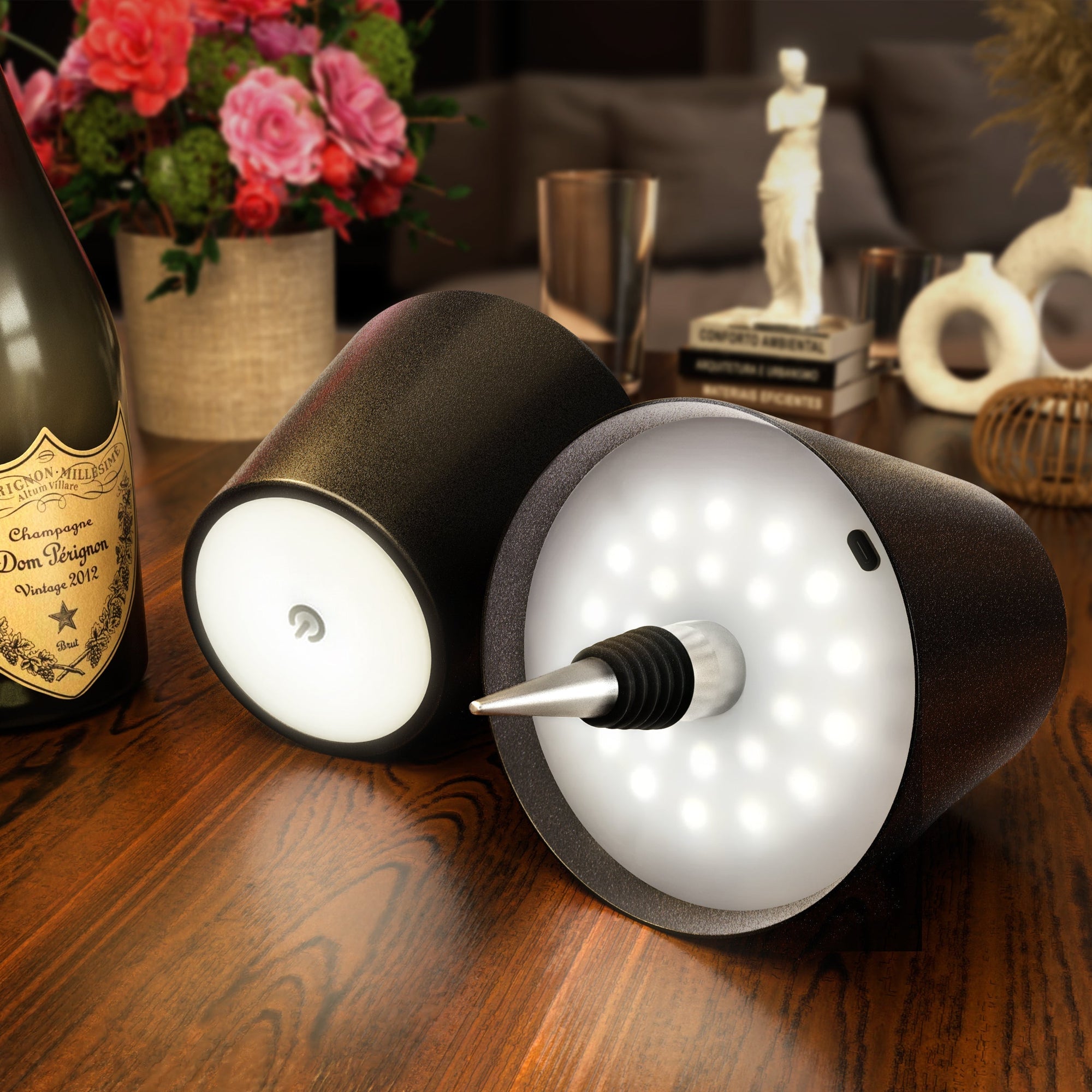 Bottle Top Lamp with Shade for Decorative Table Lighting