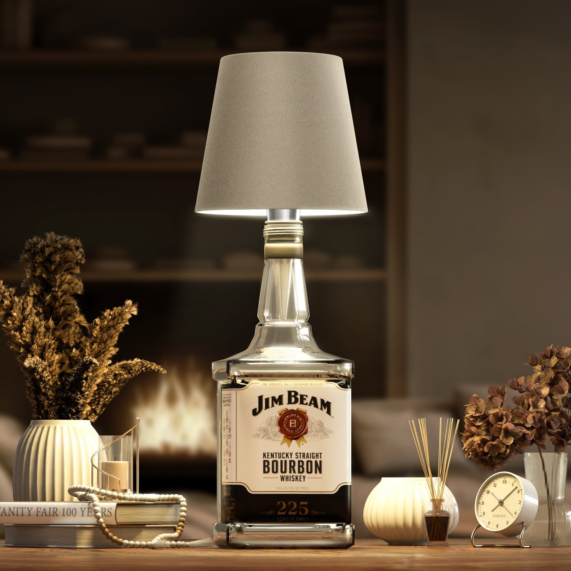 Bottle Top Lamp with Shade for Decorative Table Lighting