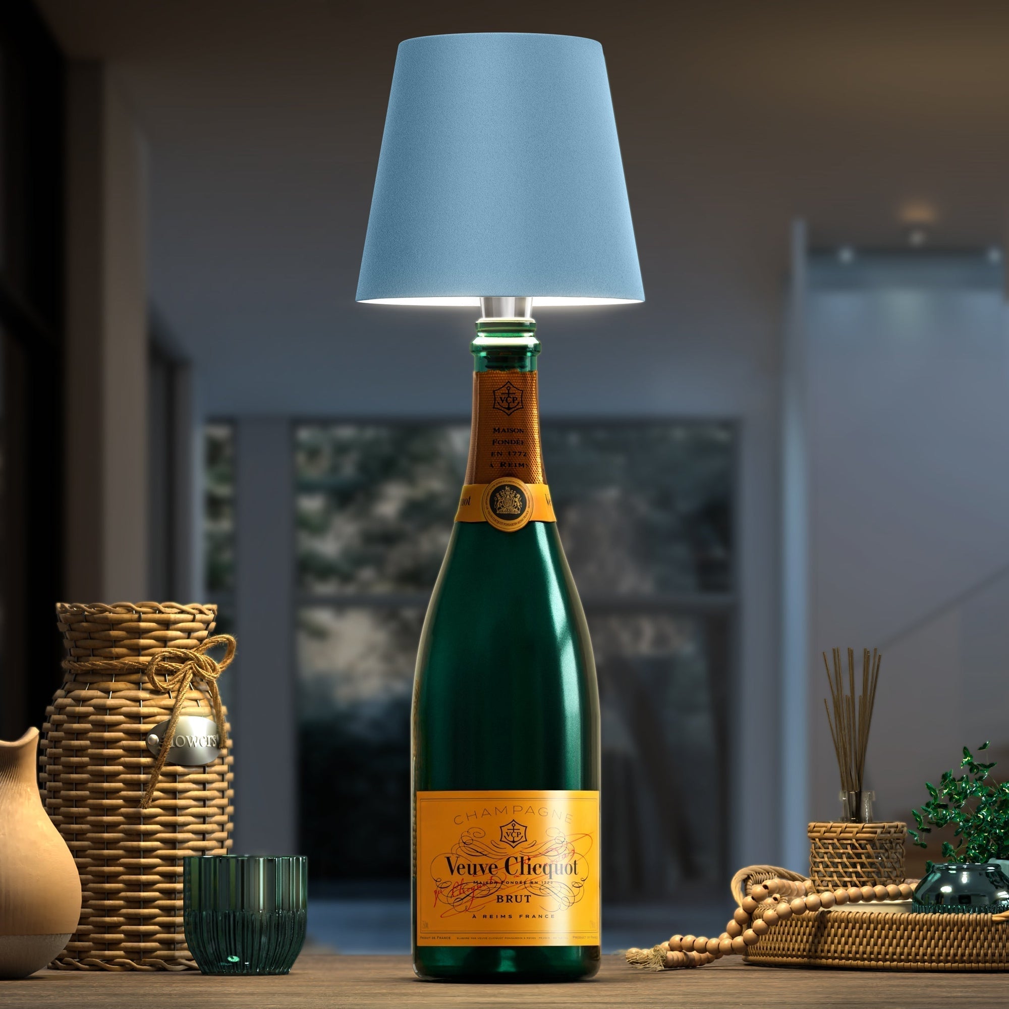Bottle Top Lamp with Shade for Decorative Table Lighting