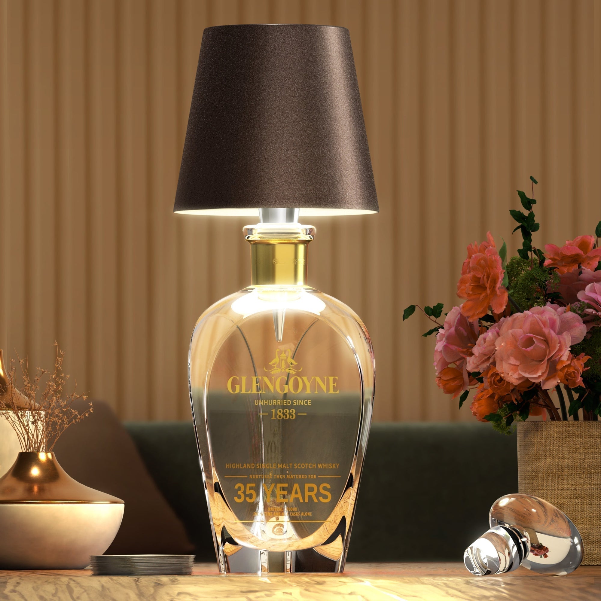 Bottle Top Lamp with Shade for Decorative Table Lighting