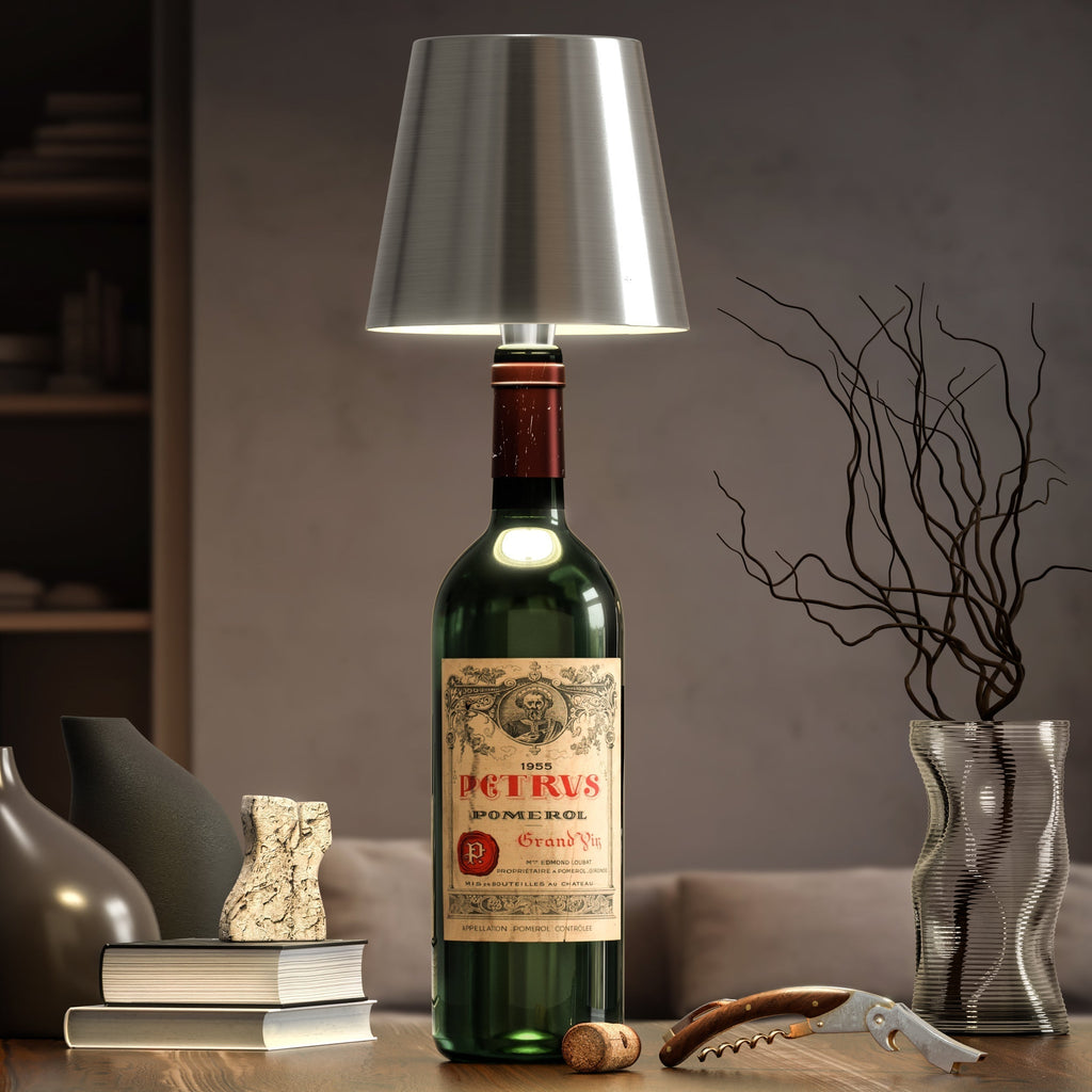 Bottle Top Lamp with Shade for Decorative Table Lighting