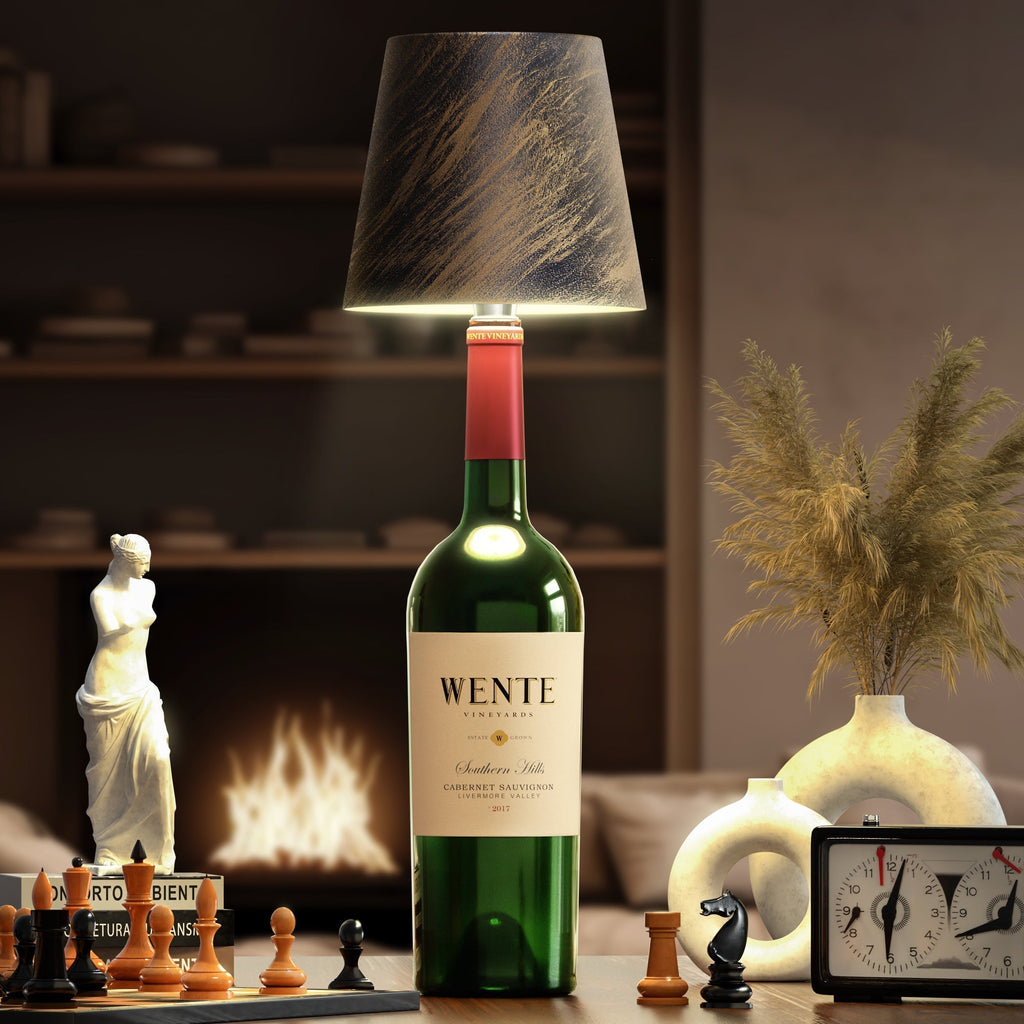 Bottle Top Lamp with Shade for Decorative Table Lighting