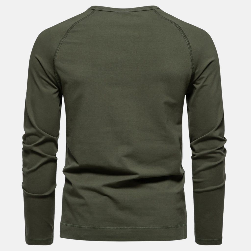 Classic Henley Shirt with Button Neck and Clean Minimal Design