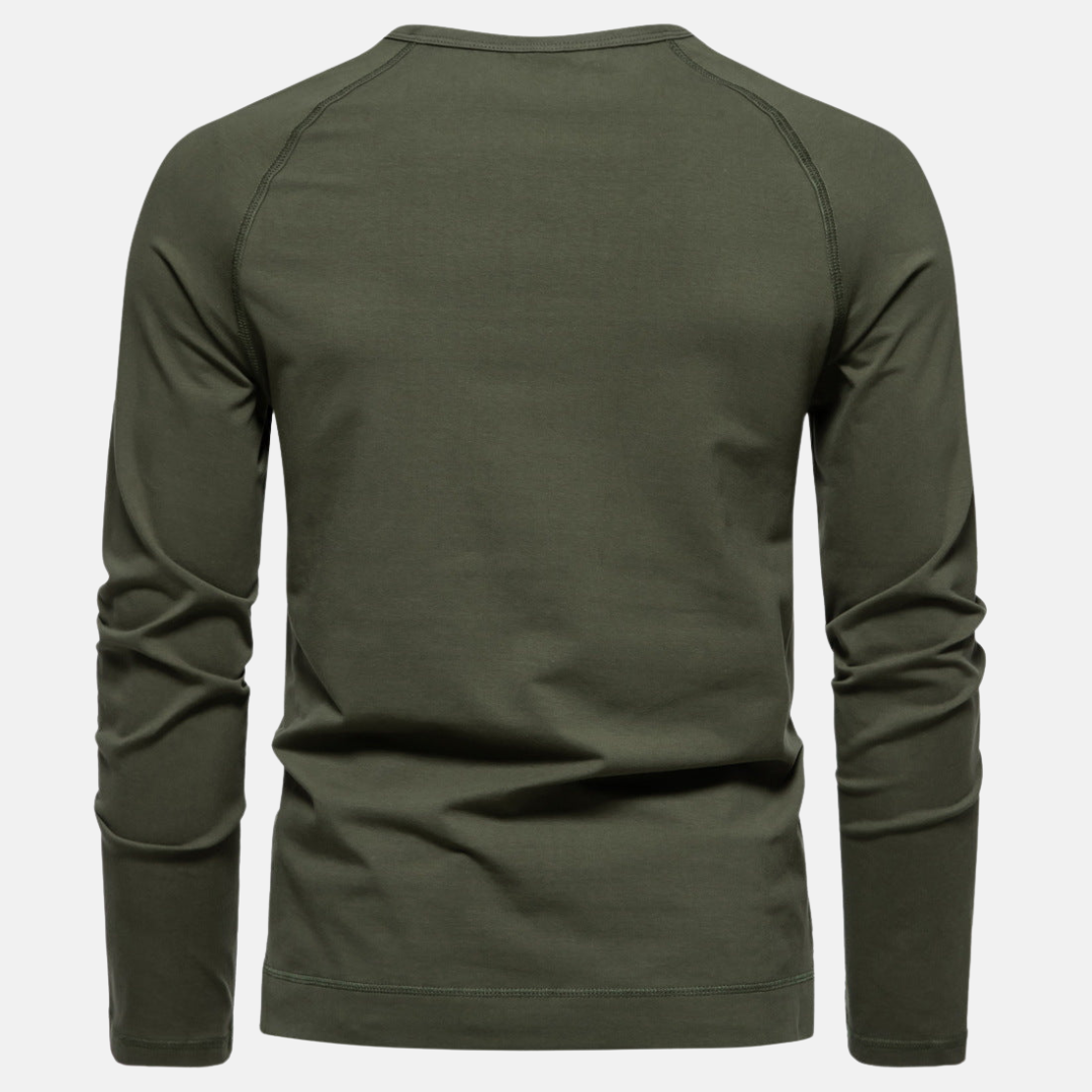 Classic Henley Shirt with Button Neck and Clean Minimal Design