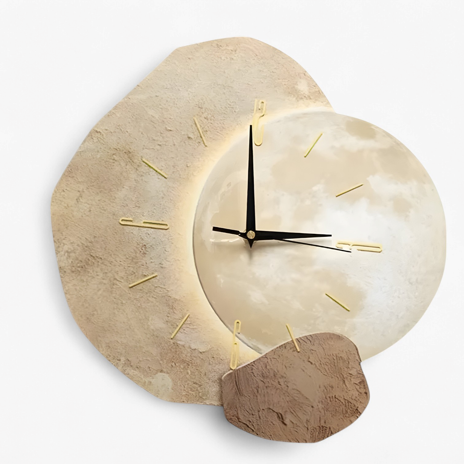 Modern Bamboo Wall Clock with LED Backlight and Silent Quartz