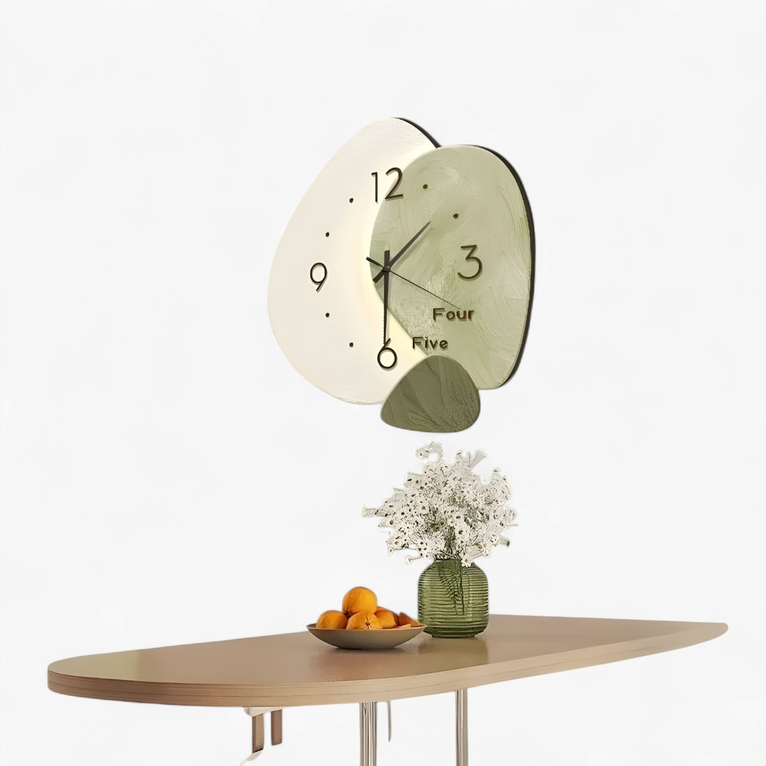 Modern Bamboo Wall Clock with LED Backlight and Silent Quartz