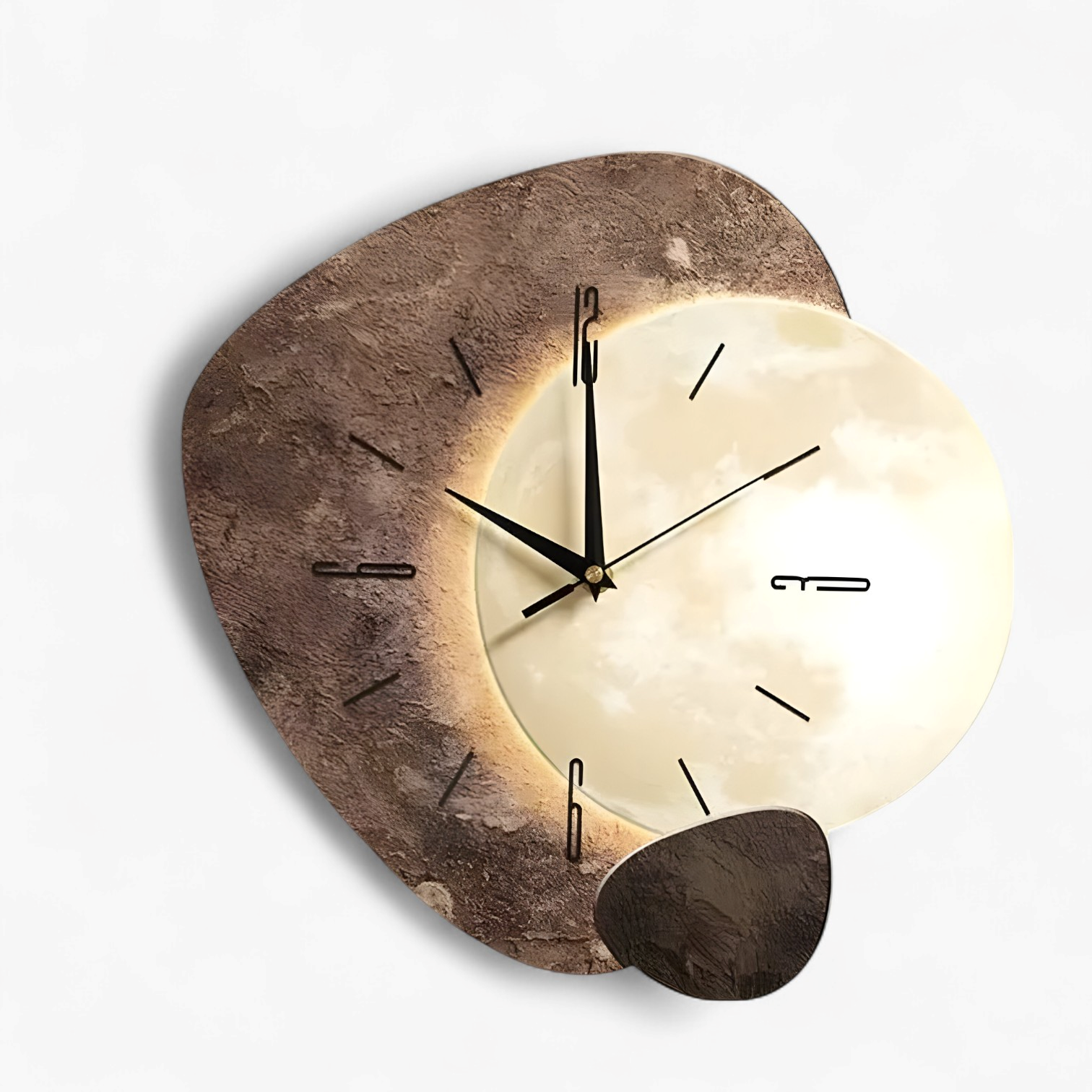 Modern Bamboo Wall Clock with LED Backlight and Silent Quartz