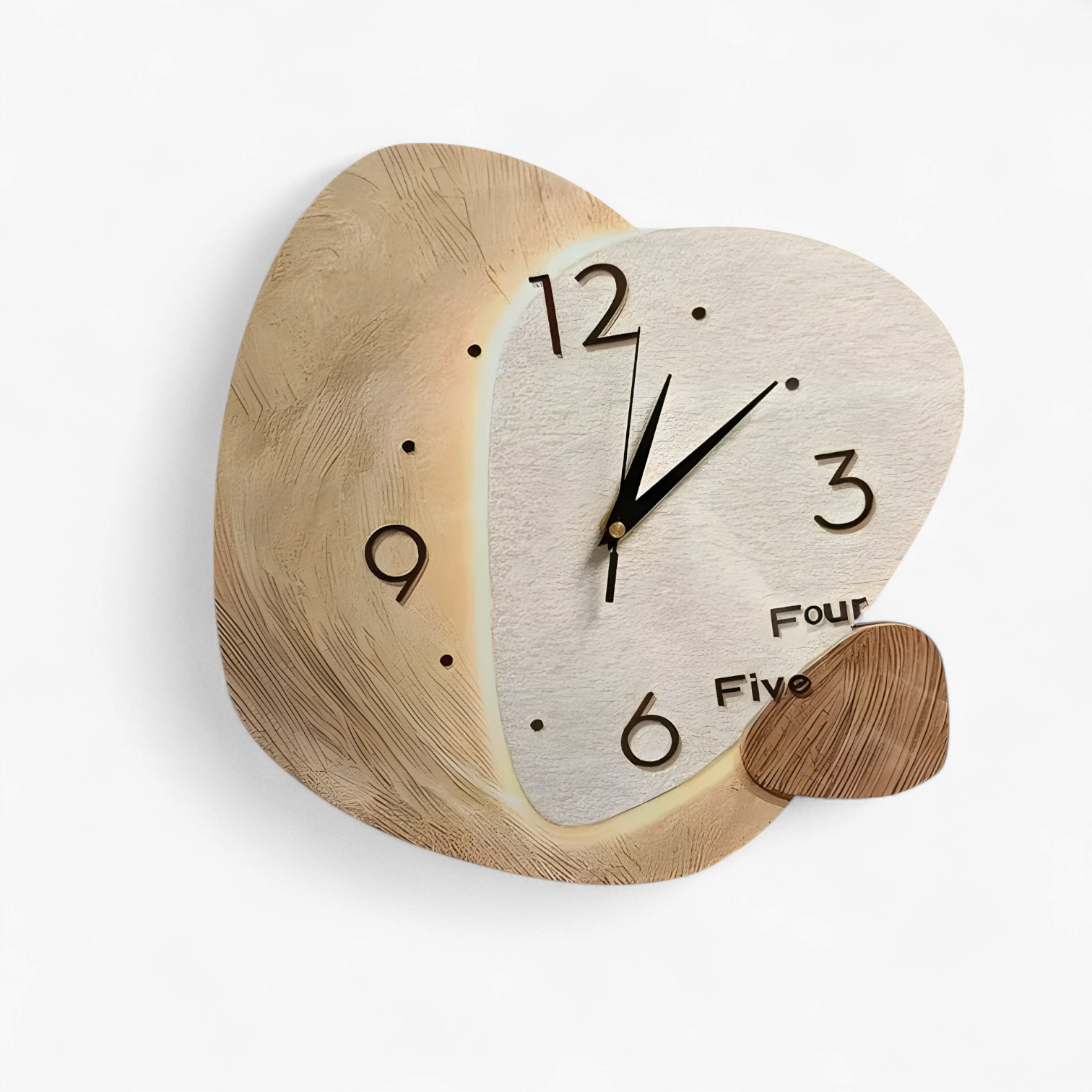 Modern Bamboo Wall Clock with LED Backlight and Silent Quartz