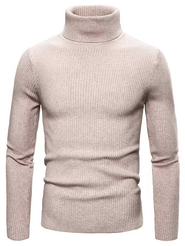Men’s Ribbed Turtleneck Knit Sweater