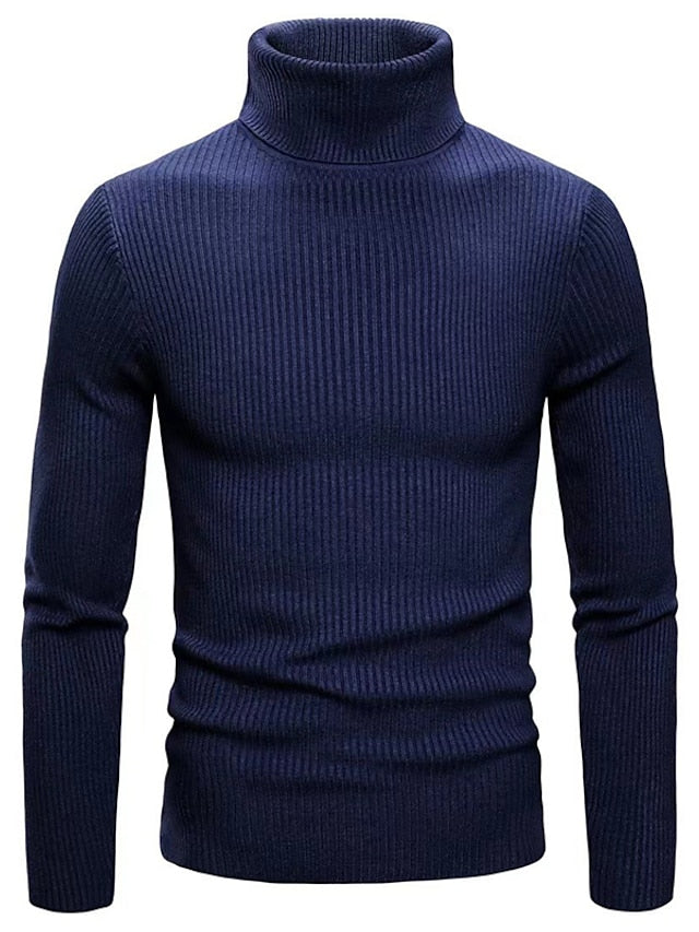 Men’s Ribbed Turtleneck Knit Sweater