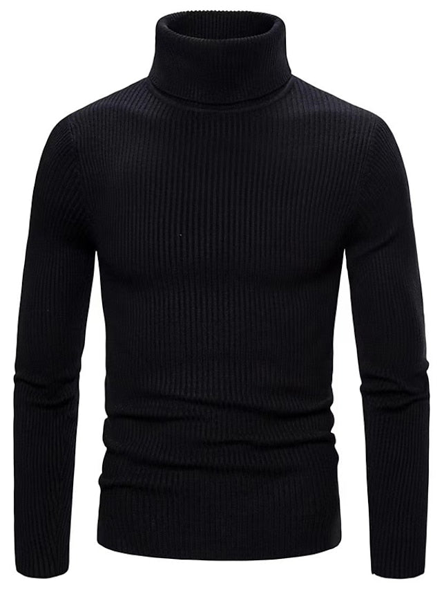 Men’s Ribbed Turtleneck Knit Sweater