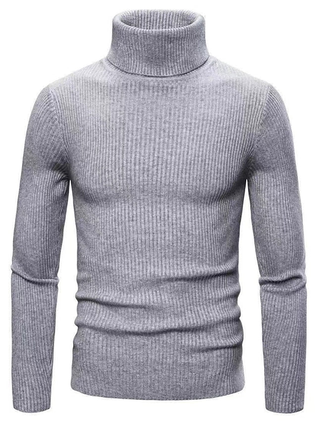 Men’s Ribbed Turtleneck Knit Sweater