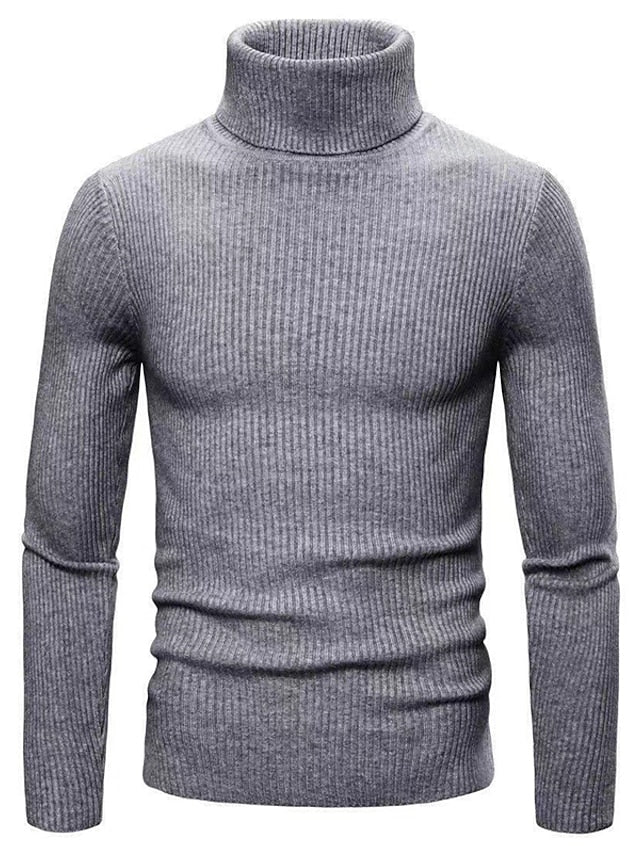 Men’s Ribbed Turtleneck Knit Sweater