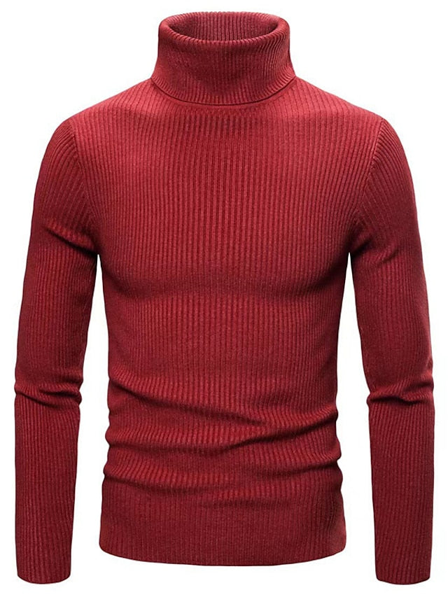 Men’s Ribbed Turtleneck Knit Sweater