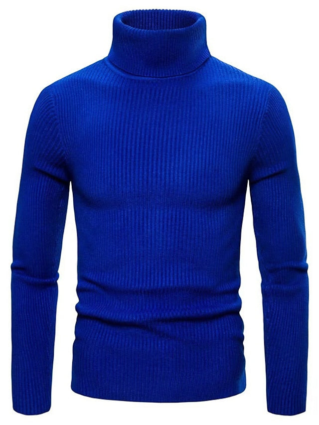 Men’s Ribbed Turtleneck Knit Sweater