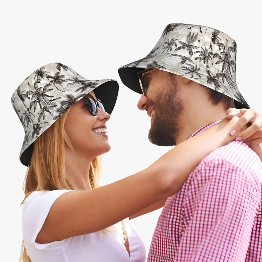 Palm Pattern Bucket Hat with Soft Fit