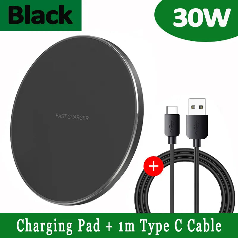 Slim Wireless Charging Pad with USB C Cable and LED Indicator