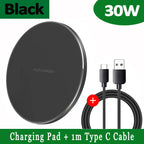 Slim Wireless Charging Pad with USB C Cable and LED Indicator