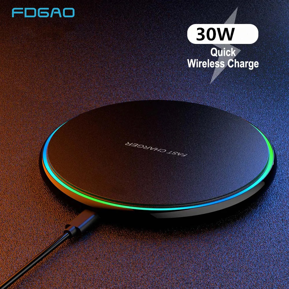 Slim Wireless Charging Pad with USB C Cable and LED Indicator
