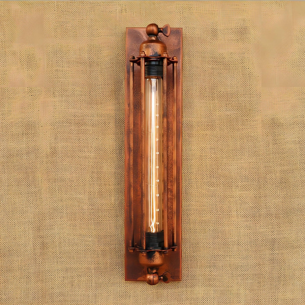 Vintage Tube Wall Light with Metal Frame