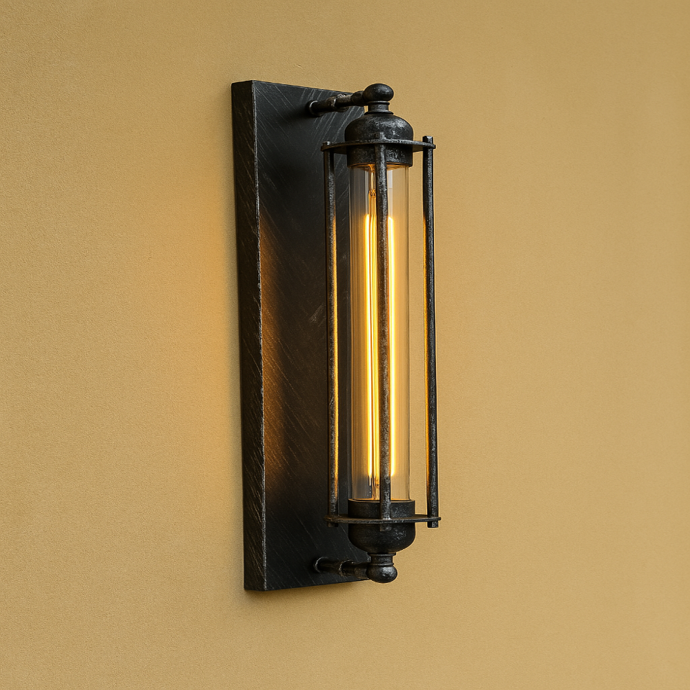 Vintage Tube Wall Light with Metal Frame