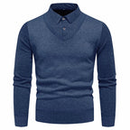 Layered Look Sweater with Built In Collar